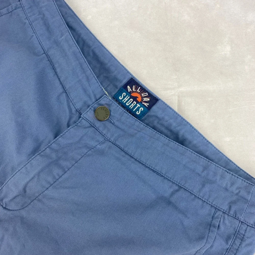 Faherty Men's Solid Blue Polyester Cotton Blen Shorts 31